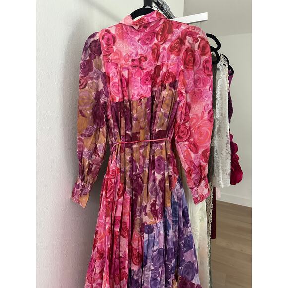 Aje Collisions Smock Maxi Dress in Kaleidoscopic Rose New - Picture 10 of 12